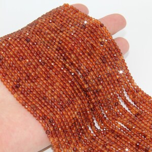 Natural Spessartine Garnet Faceted Round Beads,2mm 3mm 4mm Semi Precious Stone Beads,Good Quality Genuine Spessartine Garnet Faceted Beads.