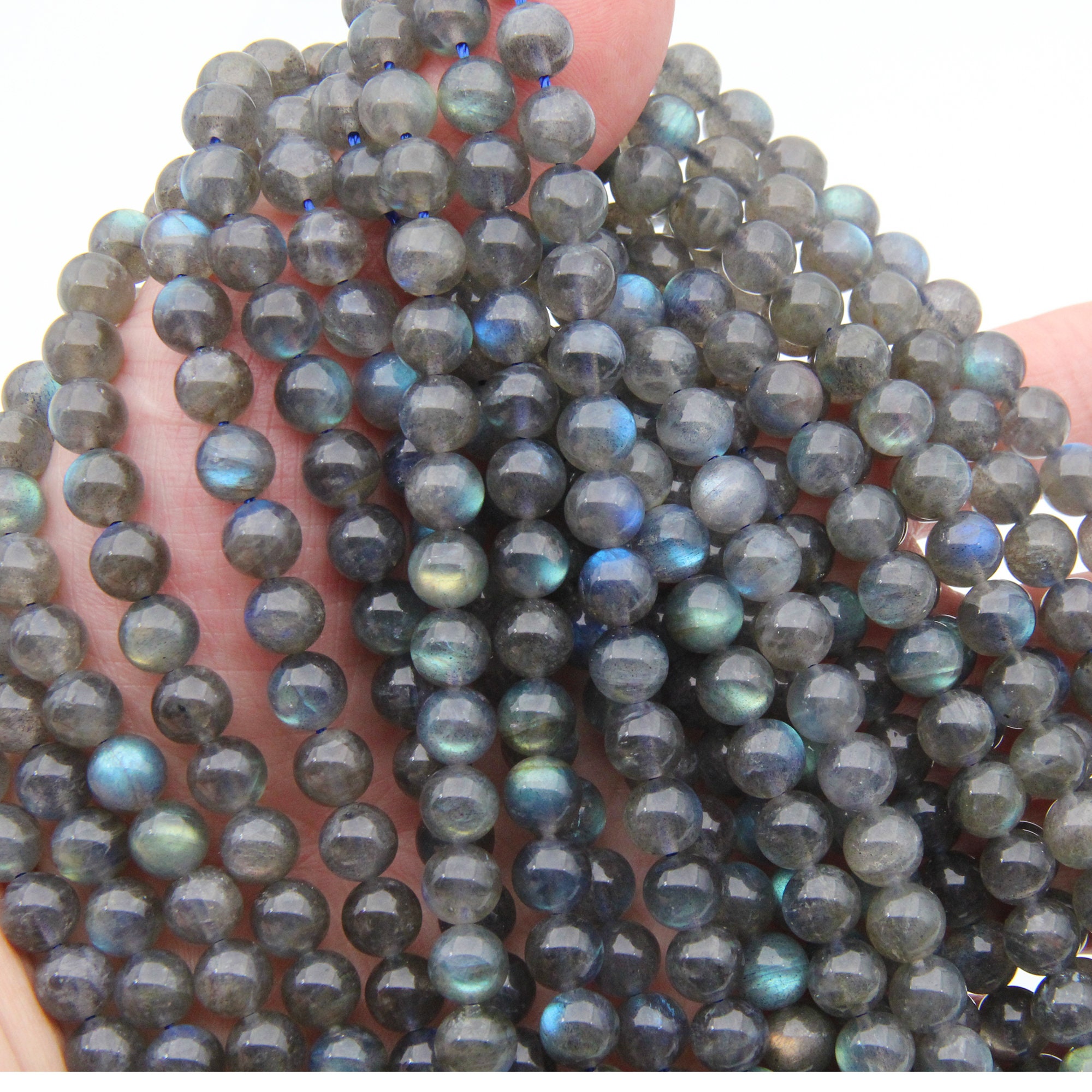Real Natural 6/8mm Natural Labradorite Round Gems Loose Beads 15"AAA 