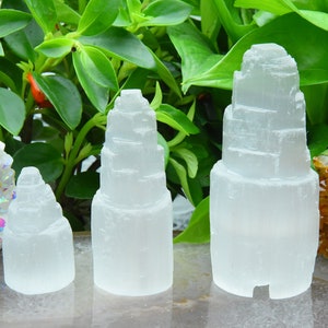 3~5&quot; Raw Selenite Tower,Selenite Mountain Pillar,Crystal Tower,Selenite Skyscraper Tower,Home Decor,Selenite Point,Reiki Chakra Selenite.