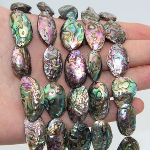 15 Inch Full Strand Abalone Shell Beads,Natural Abalone Shell Gemstone,14x24mm/16x28mm Abalone Shell Beads,Irregular Oval Abalone Shell.