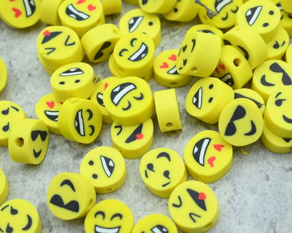 50 Pieces/10mm Smiley Polymer Clay Beadsloose Polymer Clay - Etsy