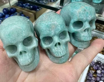 2-Zoll-Schädel-Dekor, Amazonite begehrte Schädel-Dekor, ersehnte Schädel-Dekor, Handgefertigte Naturstein-Schädel-Dekor, Großhandel Edelstein-Schädel-Dekor