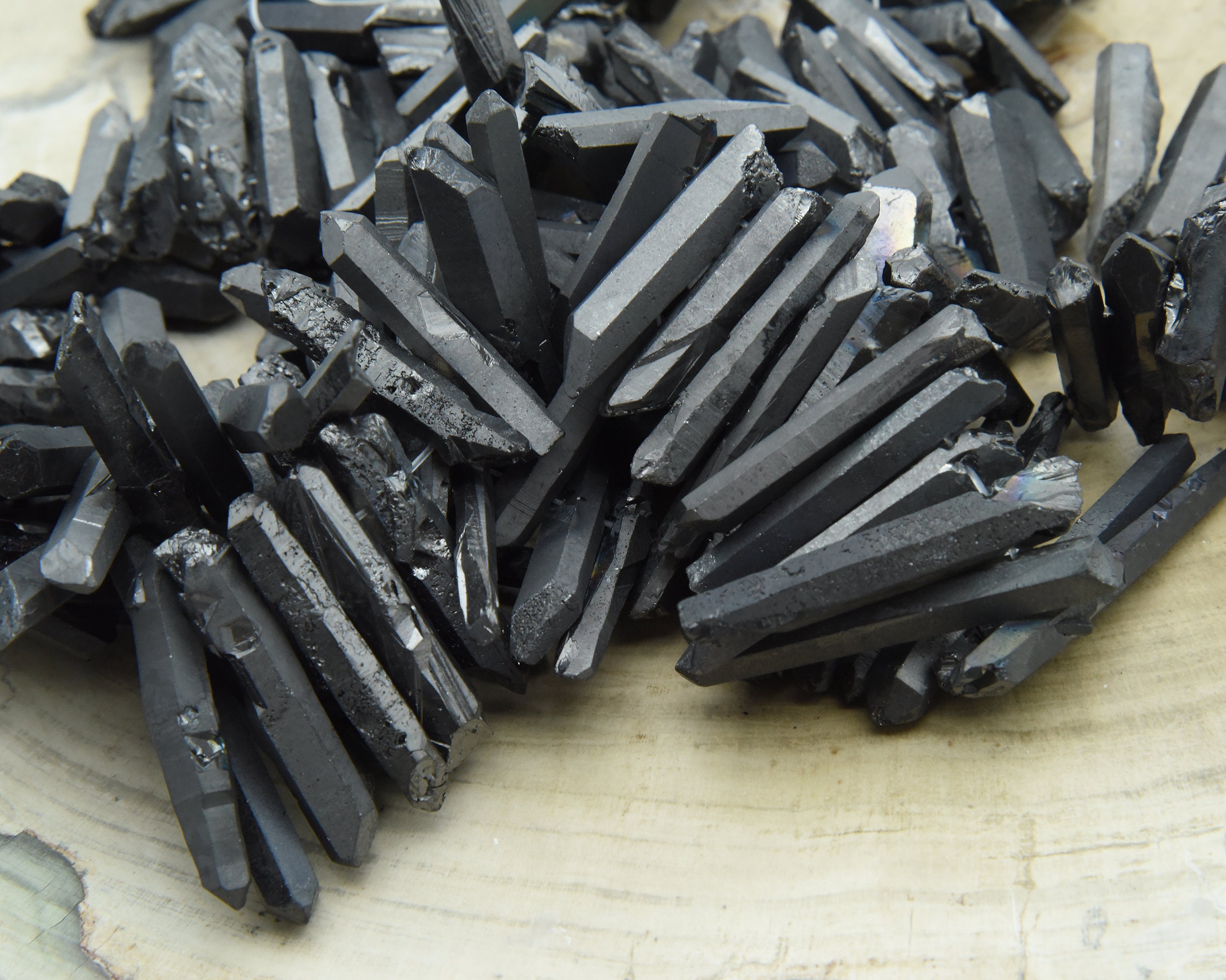 Natural Raw Matte Black Crystals Quartz Points BeadsObelisk Etsy