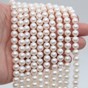 7~8mm AAA Round Pearls Beads,White Pearl,Seed Pearl,Freshwater Pearl Beads,Genuine Pearl,Loose Pearl,Pearl Strands,Wedding Pearl Beads.