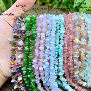 32 pouces perles de cristal naturel, 7 10 perles de puce, pour la fabrication de bijoux, perles de cristal curatif, perles de pépite de forme libre de pierres précieuses. image 3