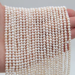 4~5mm Round Potato Pearls Beads,Small Pearl,Natural Freshwater Pearl Beads,Genuine White Pearl Beads,Seed Fresh Water Pearl Wholesale Beads.