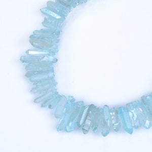 Natural Crystal Quartz Point Beads.Blue Crystal Quartz Point.Matte Bright Crystal Beads.Good Quality Crystal Point Beads.Top Drilled Beads.