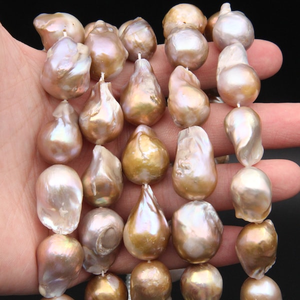 Baroque 15-20X20-28MM Natural Big Size Pearl Beads,Freshwater Pearl Beads,Cultured Pearl Beads,Teardrop Pearl For Necklaces Jewelry Beads.