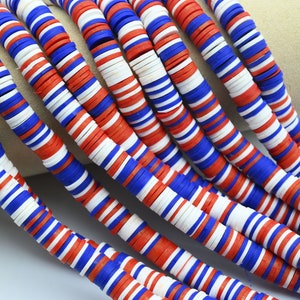 8X1MM Vinyl Heishi Beads,White/Blue/Red Vinyl Beads,Polymer Clay African Vinyl Disc Beads,Wholesale Vinyl Heishi DIY Making Jewelry Beads.