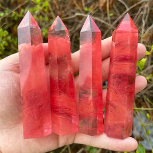 Natural Watermelon Crystal Tower,Obelisk Healing Tower Decor,Home Decor,Meditate Tower,Quartz Point Tower,Healing Wand.For Her Birthday Gift