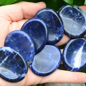 Natural Sodalite Worry Stone, Healing Worry Stone, Chakra Worry Stone, Taglia 35x45MM