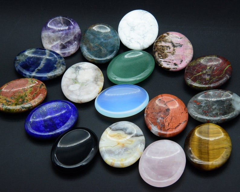 27 Kinds Of Worry Stone,Crystal Worry Stone,Big Healing Crystal,Rose Quartz/Crystal/Lapis Lazuli/Opal/Agate Worry Stone,Chakra Worry Stone. Random Different Mix