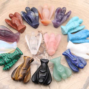 Angel Figurine/Angel Decor/Angel Wings/Guardian Angel,Crystal/Amethyst/Rose Quartz/Fluorite/Malachite/Lapis Lazuli/Opal,Birthday Gift.