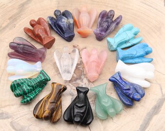 Angel Figurine/Angel Decor/Angel Wings/Guardian Angel,Crystal/Amethyst/Rose Quartz/Fluorite/Malachite/Lapis Lazuli/Opal,Birthday Gift.