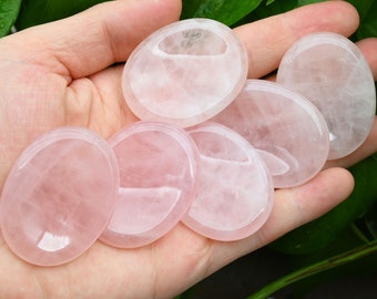 Natural Rose Quartz Worry Stone,Healing Worry Stone,Chakra Worry Stone,Size 35x45MM