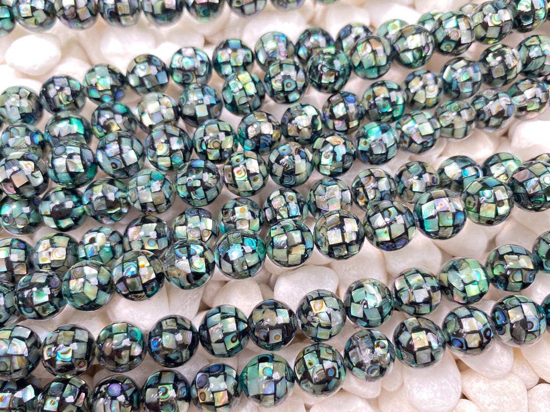 Natural AAA Abalone Shell Smooth Round Beads Loose Gemstone for Jewelry ...