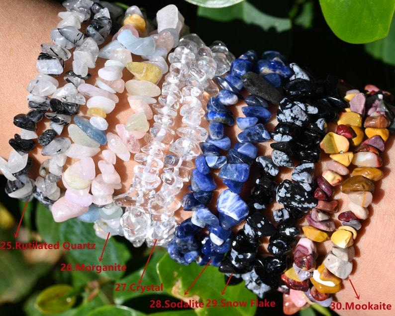 48 Kinds Of Chip Bracelet,Healing Braclet,Stretchy Chip Beads Bracelet,Crystal/Rose Quartz/Amethyst/Malachite More Bracelets,For Her Gift. image 6