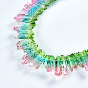 Natural Crystal Quartz Point Beads.Mix Color Crystal Quartz Point.Bright Crystal Beads.Good Quality Crystal Point Beads.Top Drilled Beads.