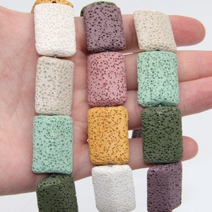Mixcolor Natural Lava Rock Beads,Rectangle Volcanic Rock Beads,Lava Strand Beads,Wholesale Lava Beads,Loose Lava Beads,Lava Gemstone Beads.