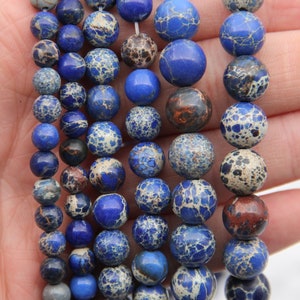 Blue Imperial Jasper Beads,Round Imperial Jasper Beads,Sea Sediment Imperial Jasper Beads,Wholesale Gemstone Beads,4mm/6mm/8mm/10mm Beads.