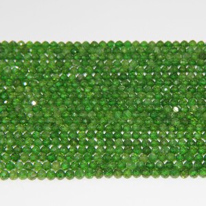AAAA natuurlijke chroom diopsiet semi kostbare steen Faceted ronde kralen, 2mm/3 mm/4 mm edelsteen kralen, Rich Green Chrome Faceted ronde sieraden kraal afbeelding 4