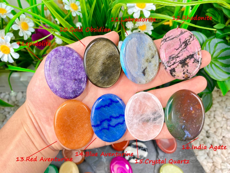 Natural Crystal Worry Stone,Healing Palm Stone,Polished Worry Stone,Rose Quartz/Amethyst/Opalite/Crystal More Choose Worry Stone.For Gift. image 3