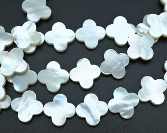 Mother of Pearl Shell Beads,Lucky Four Leaf White Shell Beads,For Jewelry Making White Shell Beads,Bracelet/Necklace Making Shell Beads.