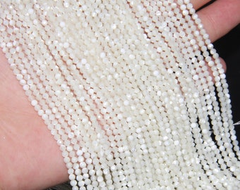 Full 15.3 Inch Strand White Shell Faceted Round Beads,Genuine Shell Gemstone Beads,Good Quality Shell Faceted Beads,2mm 3mm Jewelry Beads.