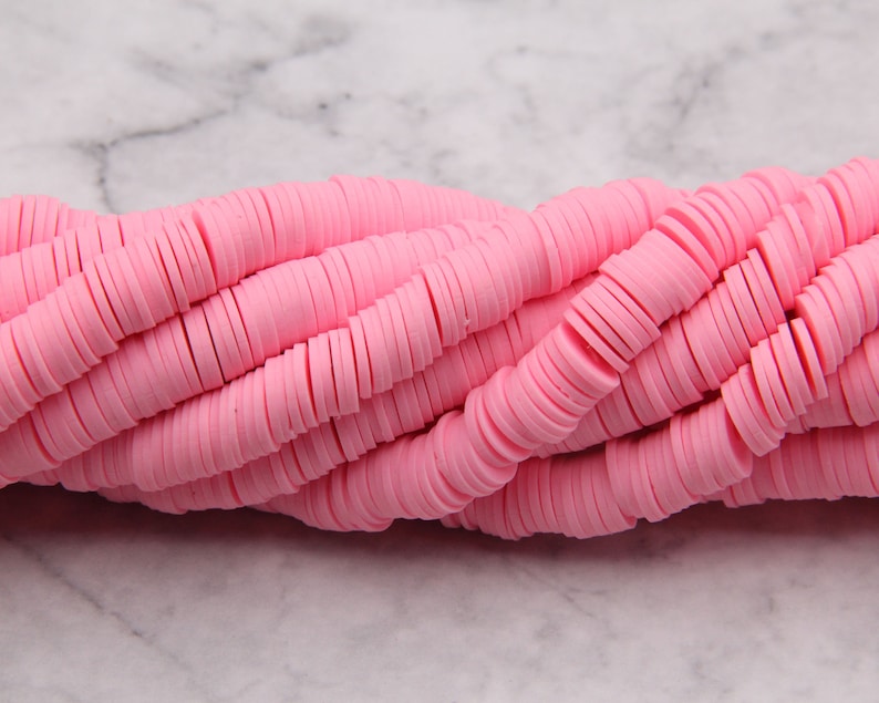 4mm6mm8mm Vinyl Heishi Beads,Pink Vinyl Beads,Polymer Clay African Vinyl Disc Beads,Wholesale Vinyl Heishi DIY Making Jewelry Beads.