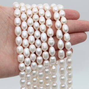 8~9MM Rice Pearl,Egg Pearls Beads,White Pearl,Freshwater Pearl,Seed Loose Pearl,Pearl Strand,Wedding Pearl,Wholesale Pearl Beads Jewelry.