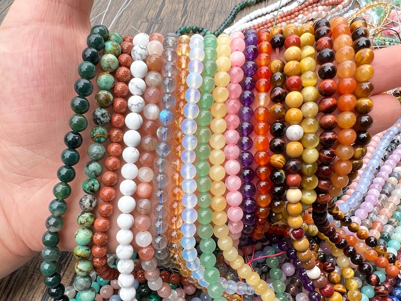 Perles rondes en pierres précieuses naturelles, perles rondes lisses de 6 mm/8 mm/10 mm, améthyste/quartz rose/cristal/jade Plus choisissez des perles rondes, pour la fabrication de bijoux. image 1