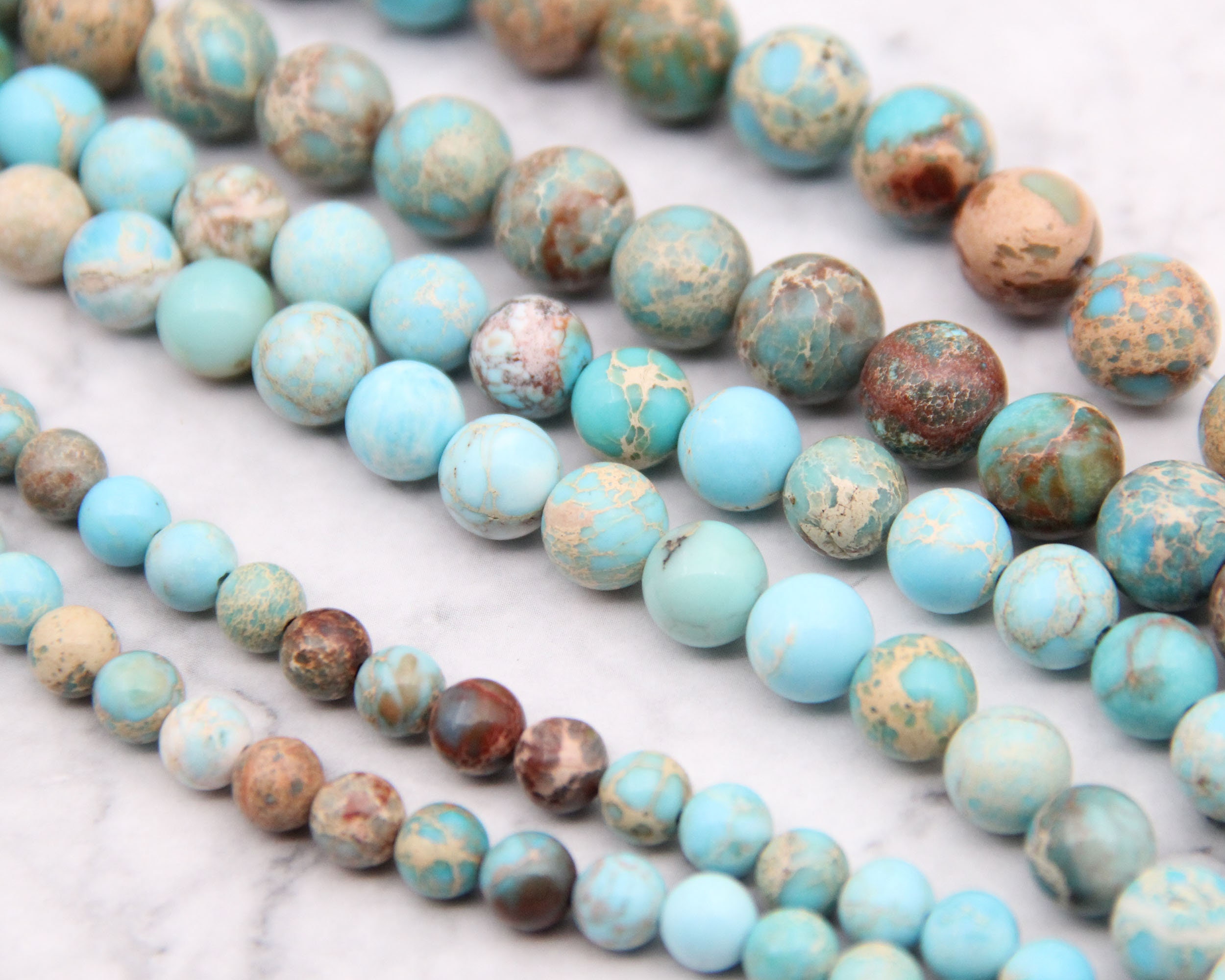  48pcs Blue Imperial Jasper Beads for Jewelry Making