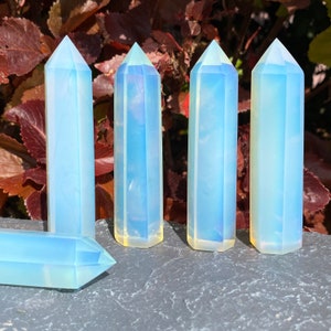 4~4.5 Inches Opalite Tower,Healing Crystal Tower,Opalite Point Tower,Obelisk Tower,Home Decor Tower,Opalite Wand,Chakra Energy Point Tower.