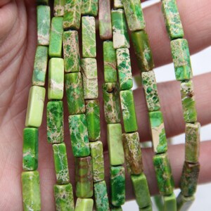 4x13mm Imperial Jasper Beads,Green Rectangle Imperial Jasper Beads,Sea Sediment Imperial Jasper,For Diy Jewelry Necklace/Bracelet Beads