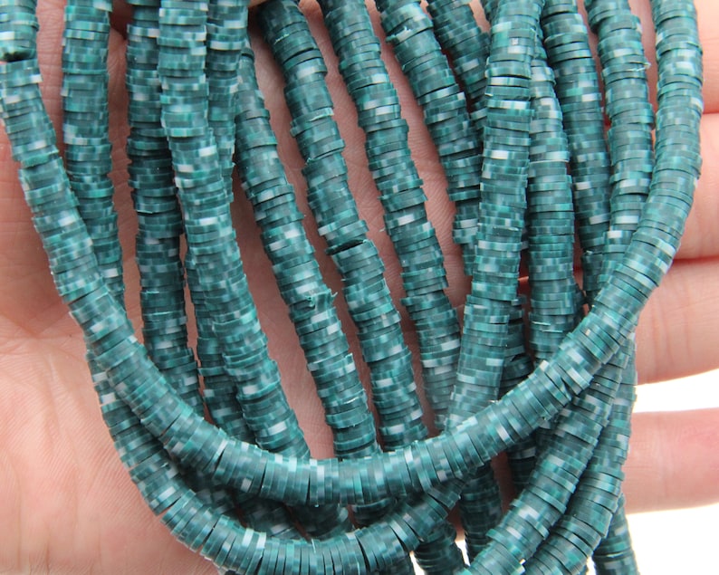 Green Vinyl Heishi Beads,4mm6mm8mm Vinyl Beads,Polymer Clay African Vinyl Disc Beads,Wholesale Vinyl Heishi DIY Making Jewelry Beads