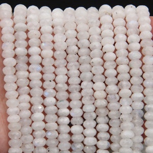 Rainbow Moonstone Faceted Rondelle Beads,4X6mm/5x8mm Moonstone Rondelle Beads,Loose Gemstone Beads,Good Quality Moonstone Rondelle Beads. image 2