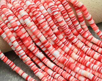 6X1MM Mix Color Heishi Beads,Polymer Clay African Disc Beads,Wholesale Vinyl Heishi DIY Making Jewelry Beads,380~400 Pieces Per Strand