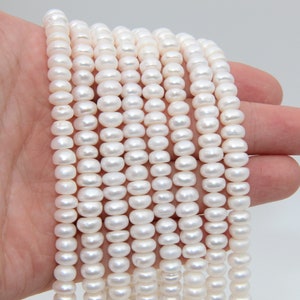 7~8mm Rondelle Pearl Beads,Small Pearl Beads,Seed Freshwater Pearl,Natural Pearl,Seed Pearl,White Pearl,Bracelets/Necklaces Pearl Wholesale.