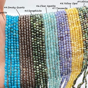 Perles en cristal à facettes naturelles, perles à facettes en pierres précieuses de 2 mm/3 mm/4 mm, perles de cristal rondes coupées, petites perles de pierres précieuses, pour la fabrication de bijoux. image 8