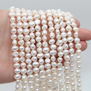 7~8MM Nugget Pearl Beads,White Color Pearl,Natural Freshwater Pearl Beads,Seed Pearl,Luster Pearl,Loose Pearl Strand Beads,Pearl Jewelry.