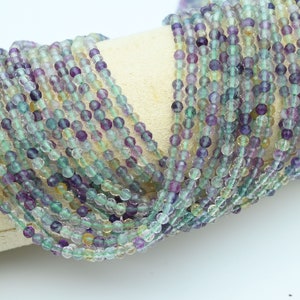 Natural Fluorite Faceted Round Beads,2mm/3mm/4mm Semi Precious Stone Beads,Small Size Loose Round Faceted Beads,Good Quality Gemstone Beads.