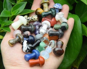 37 tipos de decoración de piedras preciosas con forma de hongo de 1 pulgada, cristal/cuarzo rosa/lapislázuli/ópalo/amatista, decoración para el hogar, regalo para ella/regalo para la mejor amiga.
