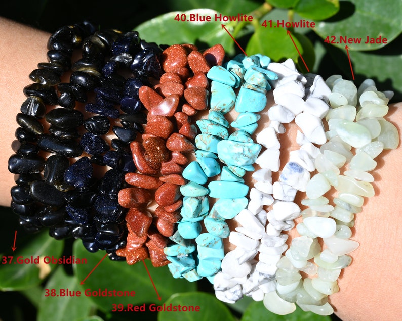 48 Kinds Of Chip Bracelet,Healing Braclet,Stretchy Chip Beads Bracelet,Crystal/Rose Quartz/Amethyst/Malachite More Bracelets,For Her Gift. image 8