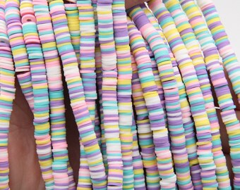 Mix Farbe Vinyl Heishi Perlen, 4 mm / 6 mm / 8 mm Vinyl Perlen, Polymer Clay African Vinyl Disc Perlen, Großhandel Vinyl Heishi DIY Herstellung Schmuck Perlen