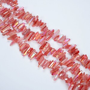 15.9 inch Natural electroplating Red Quartz crystal points High quality top drilled mix size full strand clear quartz