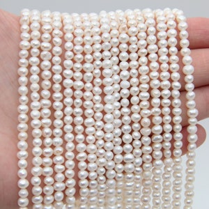 4~5mm Round Potato Pearls Beads,Small Pearl,Natural Freshwater Pearl Beads,Genuine White Pearl Beads,Seed Fresh Water Pearl Wholesale Beads.