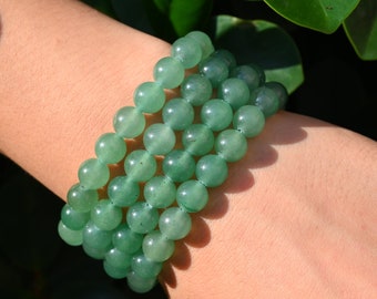 EvaDane Natural Green Aventurine Gemstone Rope Bead Winged Heart Charm Stretch Bracelet EvaDane Natural Green Aventurine Gemstone Rope Bead Winged Heart Charm Stretch Bracelet