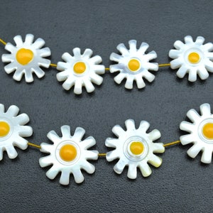 Natural Shell 10MM/12MM Daisy Flower Beads,With Hole Shell Beads,For Jewelry Making White Shell Beads,Bracelet/Necklace Making Shell Beads.