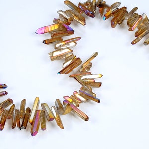 Natural Crystal Quartz Point Beads.Champagne Crystal Quartz Point. Bright Crystal Beads.Good Quality Crystal Point Beads.Top Drilled Beads