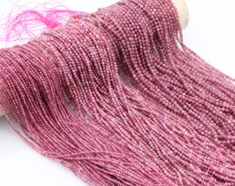 Natuurlijke roze Tourmaline Ronde Gefacetteerde kralen, 2mm/3mm/4mm Tourmaline Loose Strand Beads, Semi Precious Stone Gemstone Beads.Jewelry DIY Kralen.